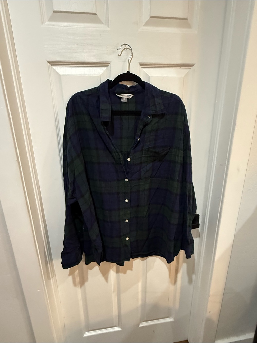 Plaid Button-Up Shirt - Navy & Dark Green